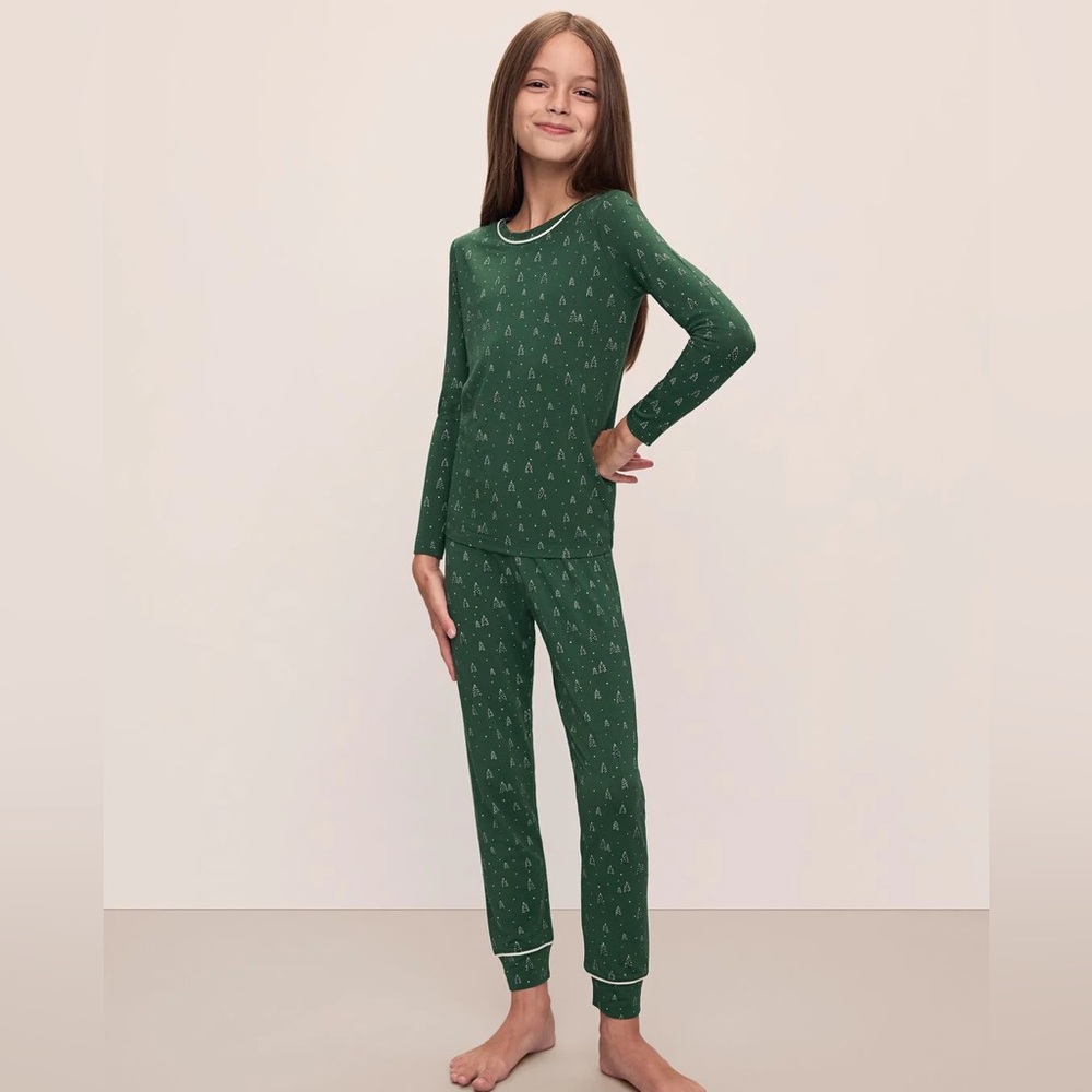 Eberjey Kids TENCEL Modal Unisex Winterpine Long PJs Size 10